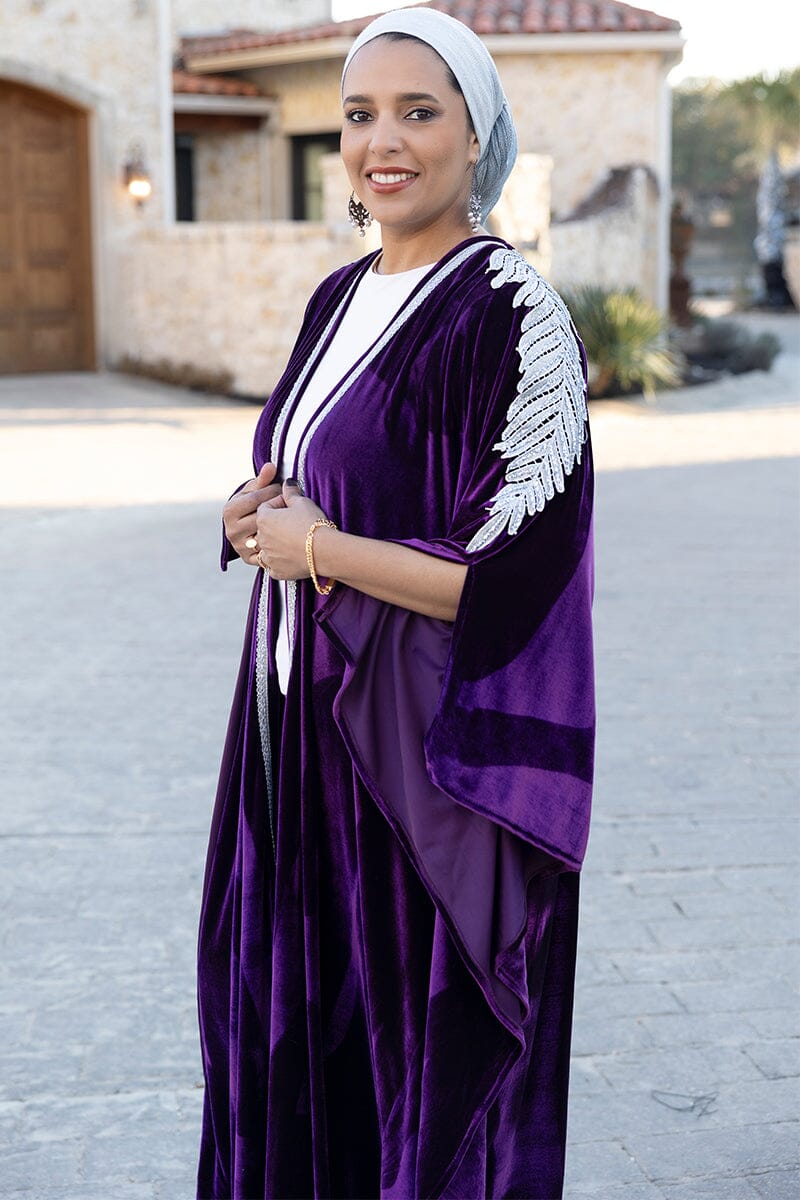Sapphire Stardust Cape Velvet Abaya