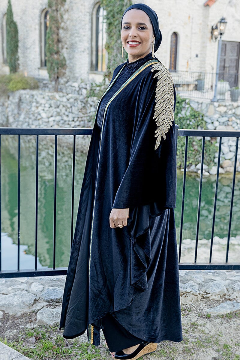 Sapphire Stardust Cape Velvet Abaya