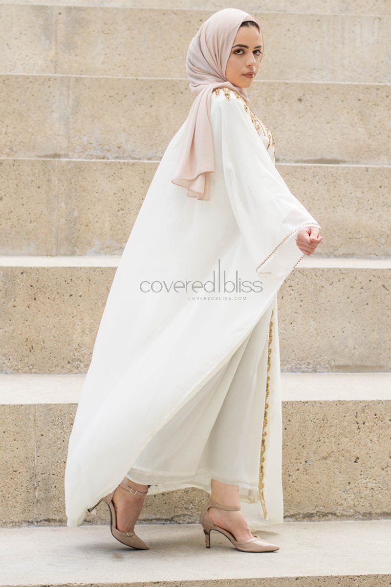 Ariana Gold Embroided Kaftan - Covered Bliss