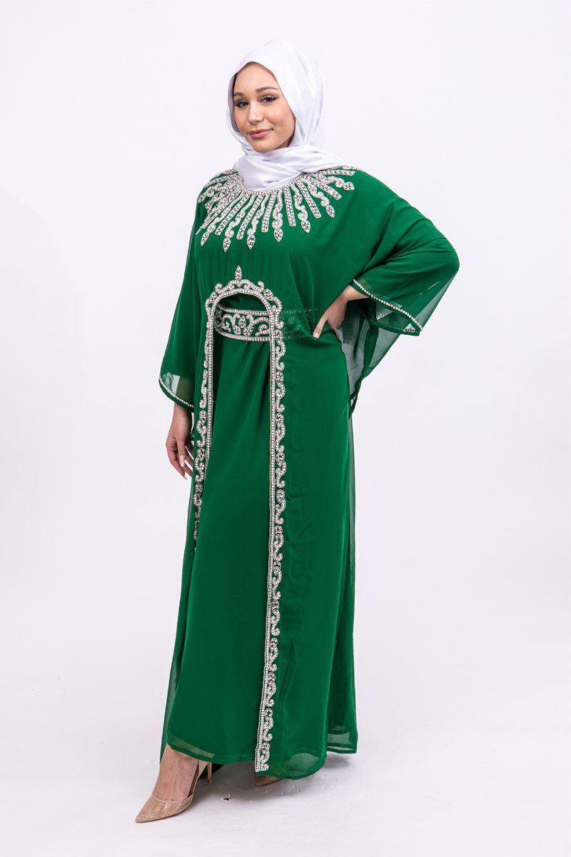 Ariana Silver Embroided Kaftan - Covered Bliss