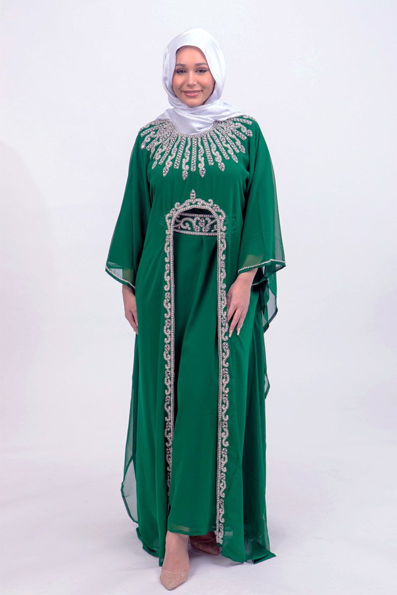Ariana Silver Embroided Kaftan - Covered Bliss