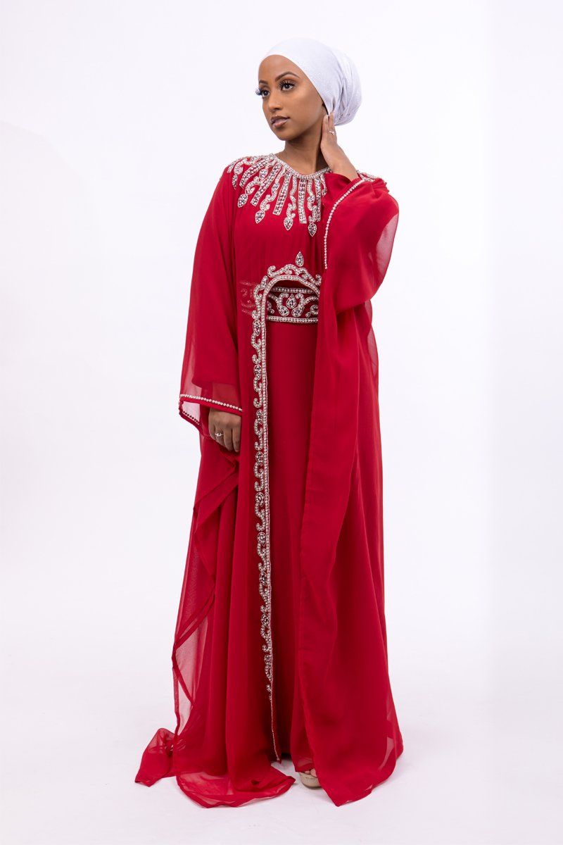 Ariana Silver Embroided Kaftan - Covered Bliss