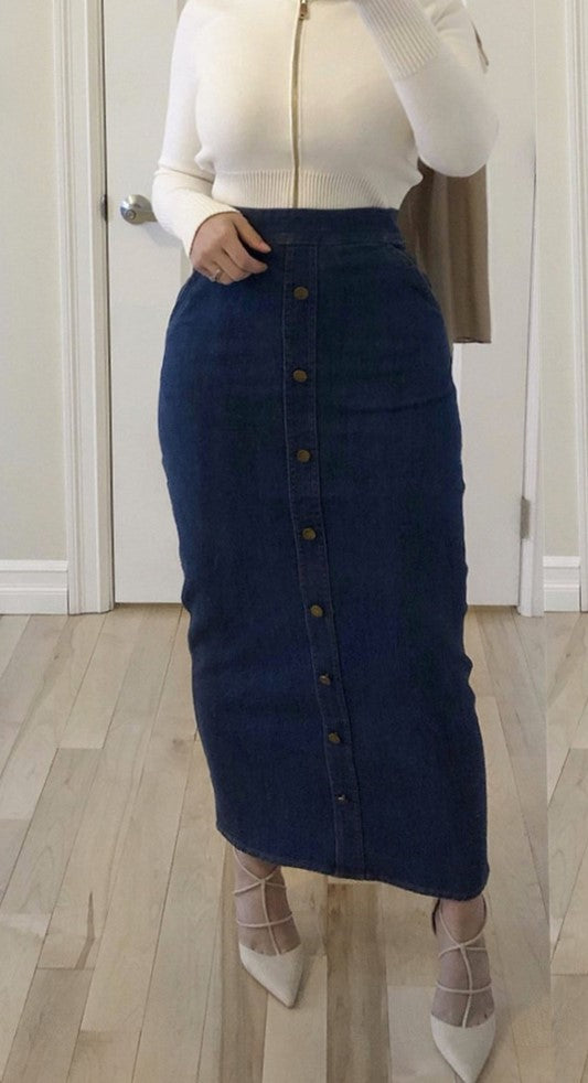 Lorna Denim Skirt Navy - Covered Bliss