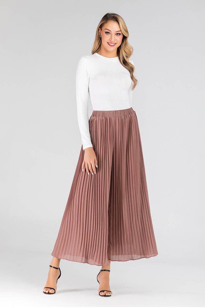 Najah Pleated Chiffon Palazzo Pants Pink