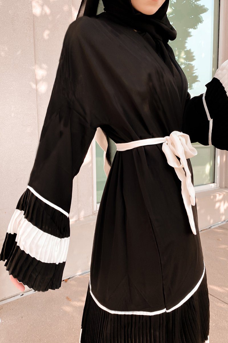 Pleats and Trim Abaya - Covered Bliss