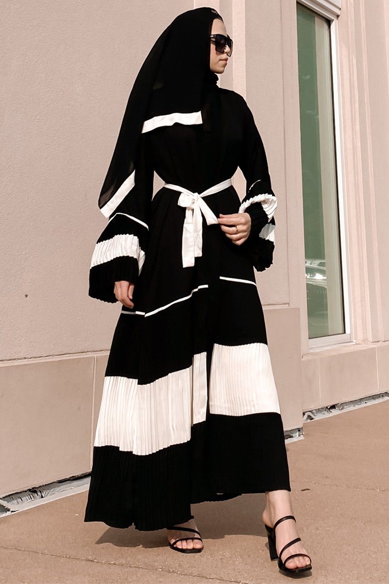Pleats and Trim Abaya - Covered Bliss