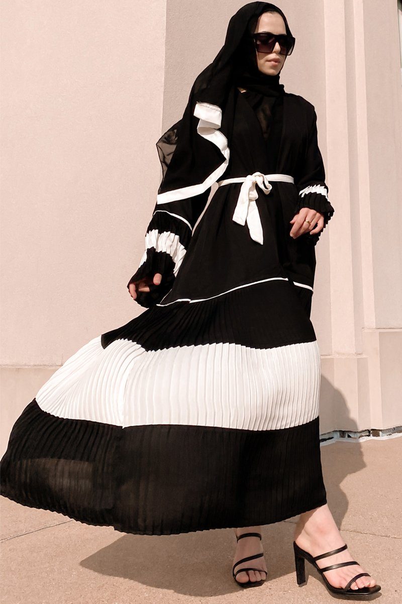 Pleats and Trim Abaya - Covered Bliss