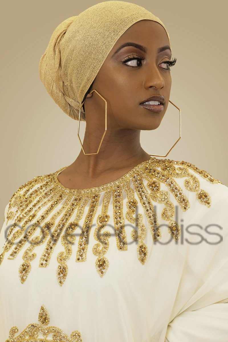Ariana Gold Embroided Kaftan - Covered Bliss