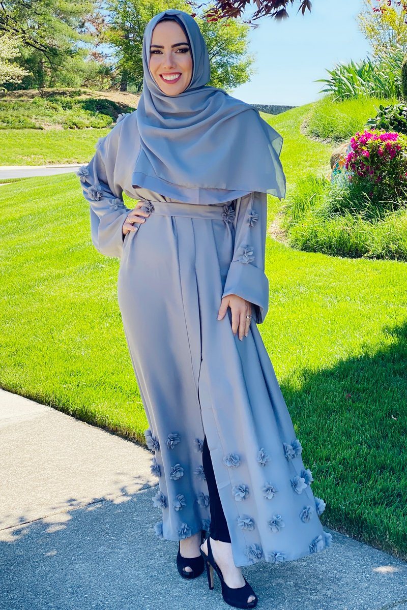 3D Floral Abaya