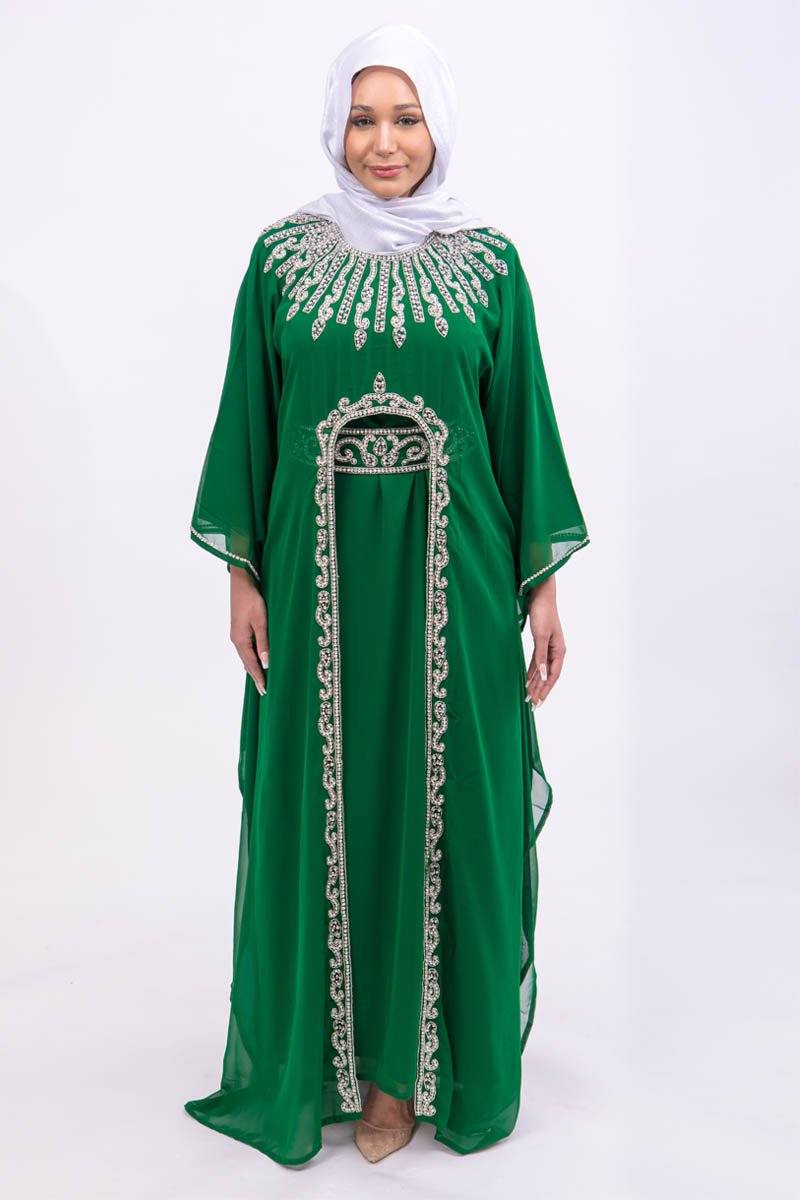 Ariana Silver Embroided Kaftan - Covered Bliss