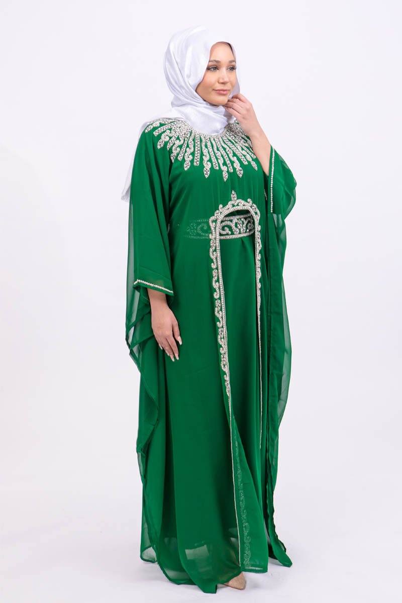 Ariana Silver Embroided Kaftan - Covered Bliss