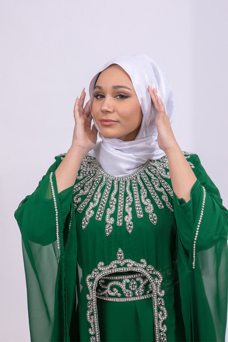 Ariana Silver Embroided Kaftan - Covered Bliss