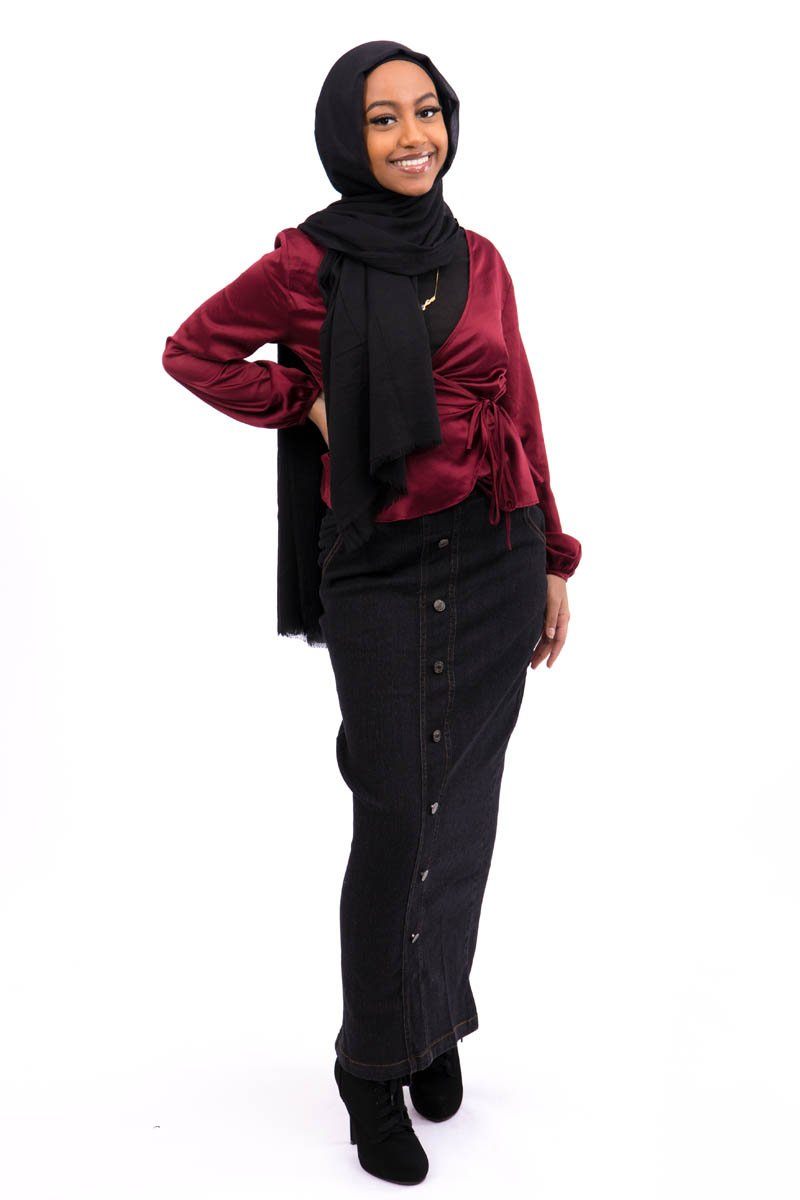 Lorna Denim Skirt Black - Covered Bliss