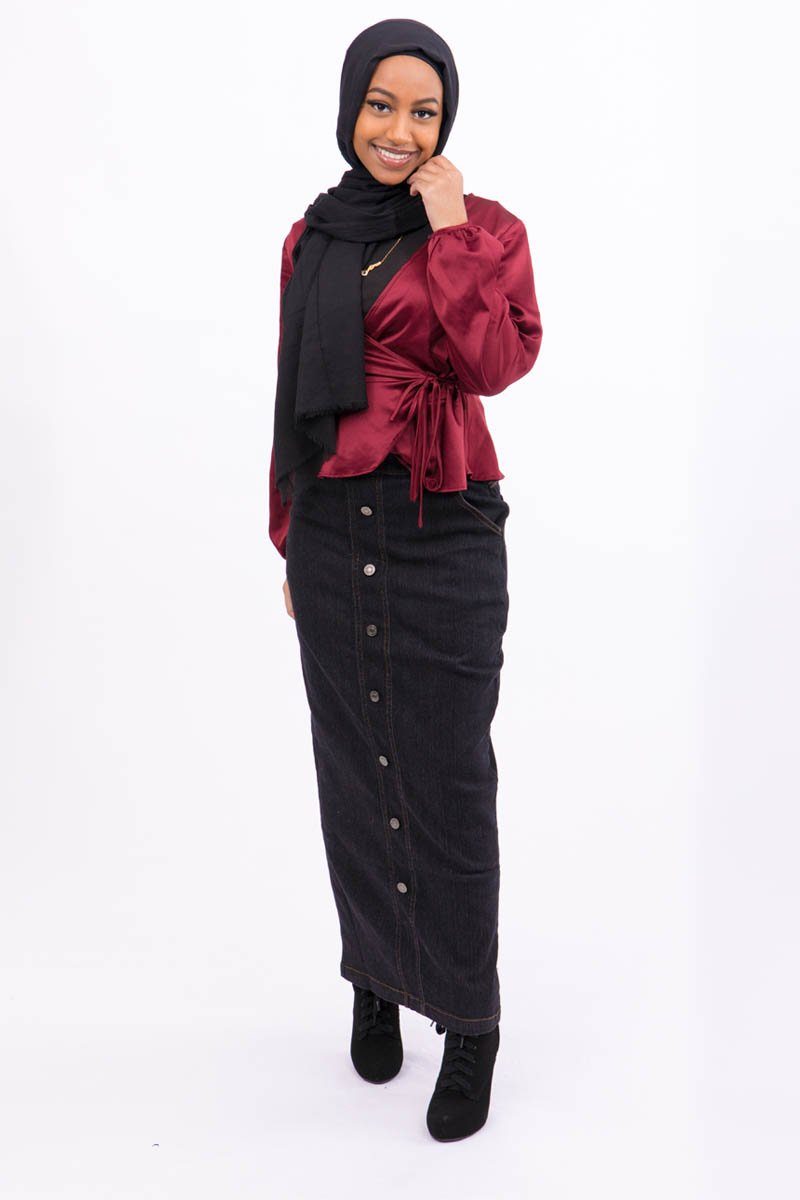 Lorna Denim Skirt Black - Covered Bliss