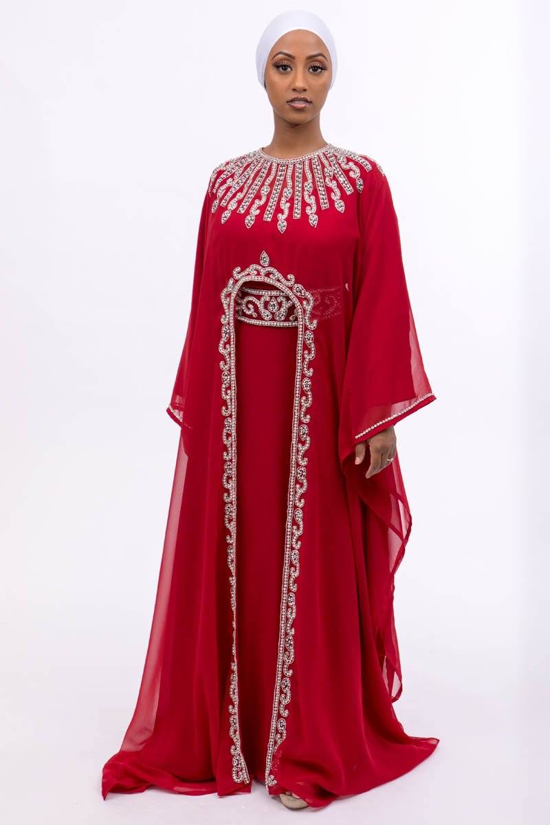 Ariana Silver Embroided Kaftan - Covered Bliss
