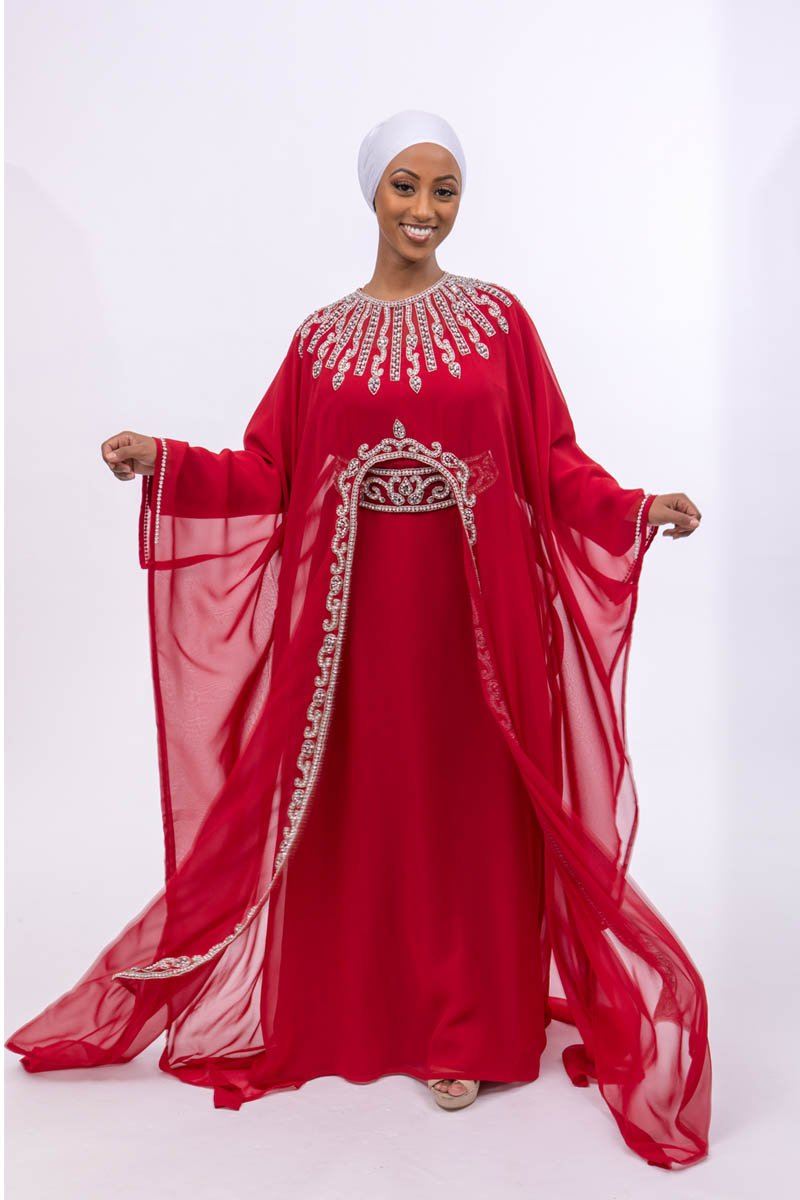 Ariana Silver Embroided Kaftan - Covered Bliss