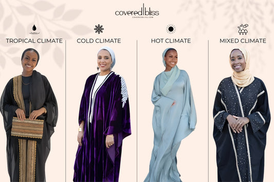 Modest fashion clothing styles for climate adaptation in hot and cold weather