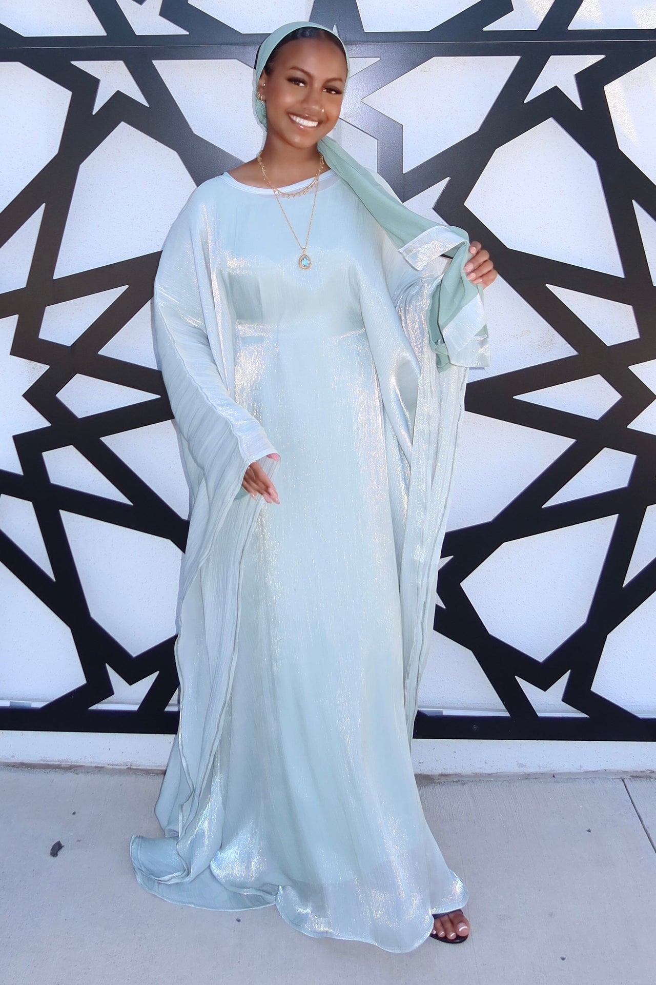 Sevina Butterfly Abaya – Elegant Butterfly Kaftan Abaya for Women Silver / 58 Sevina Butterfly Abaya – Elegant Butterfly Kaftan Abaya for Women Silver / 58