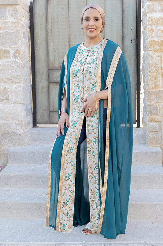 Turquoise Trellis Cape Abaya