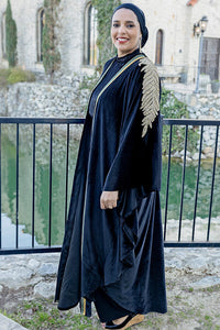Velvet Abaya - Sapphire Stardust Cape Abaya