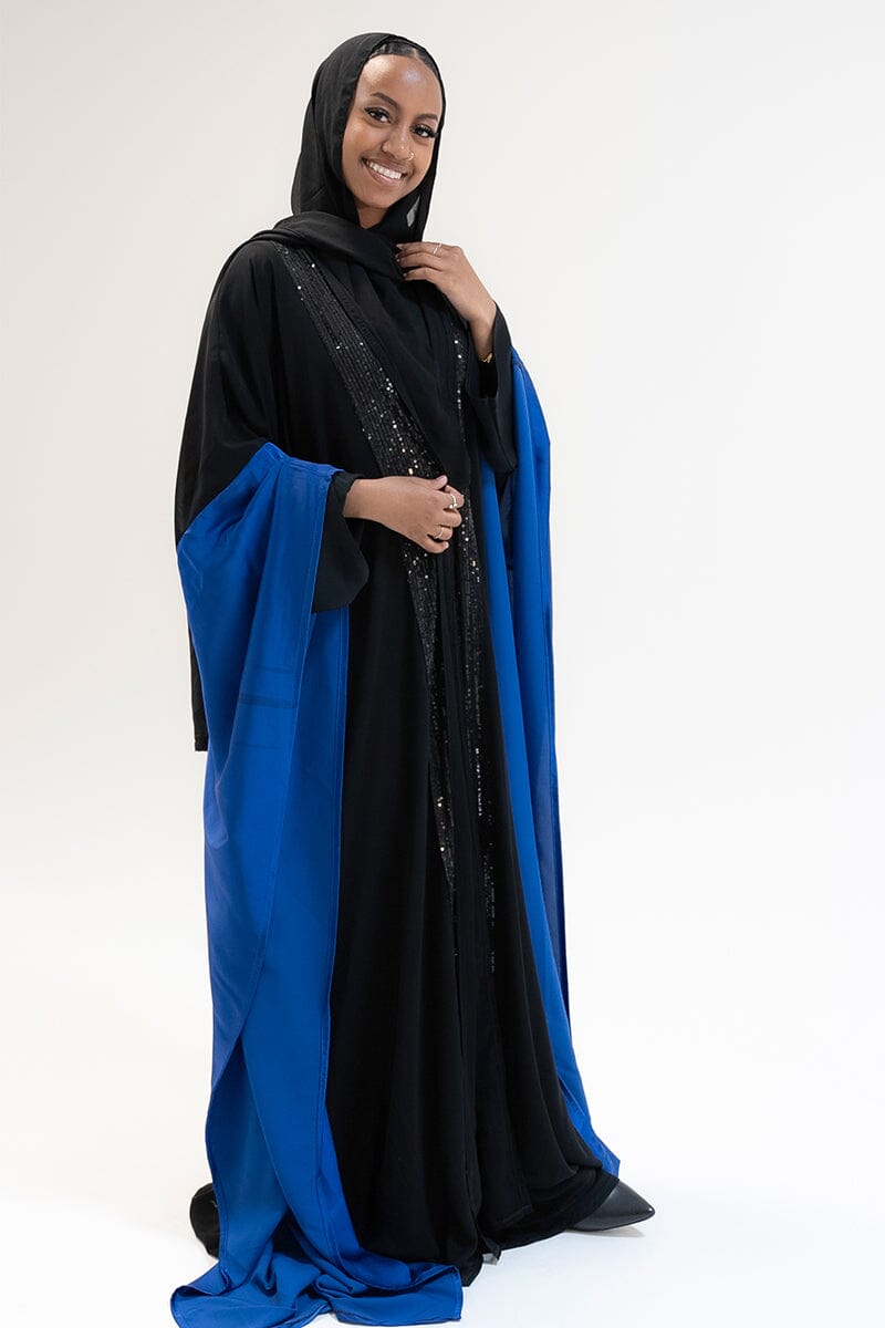 Chiffon Cascade with Satin Symphony Cape Abaya