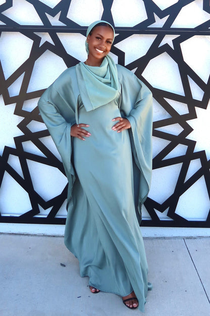 Pure Essence butterfly abaya for women featuring an elegant modest kaftan-style silhouette
