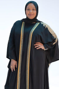 Front view of Sapphire Stardust Cape Chiffon Abaya