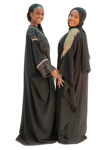 Stylish black Sapphire Stardust Cape Chiffon Abaya outfit