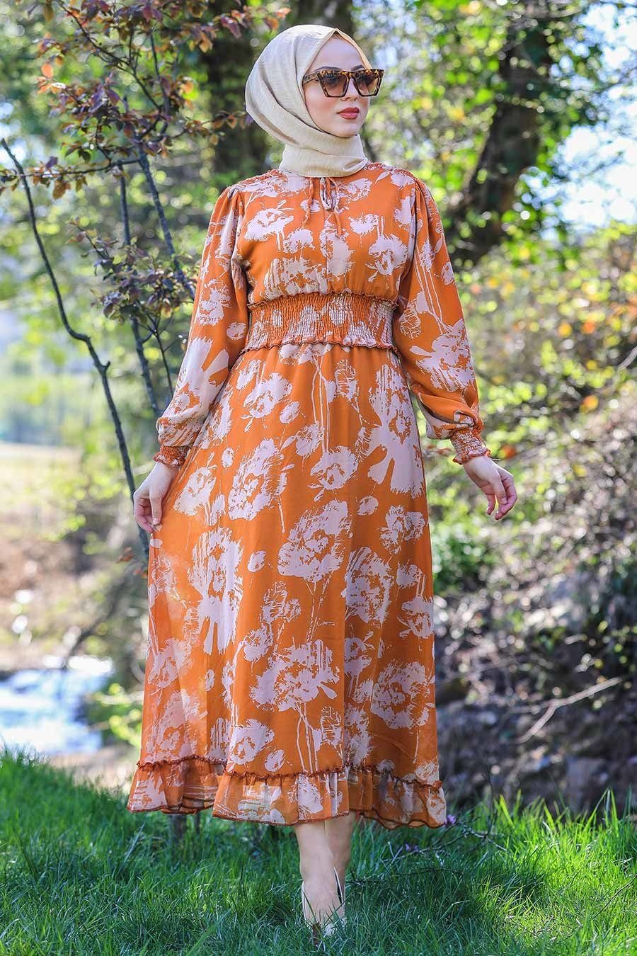 orange dress hijab Najma Fresh Chiffon Maxi Dress Burnt Orange US 6 / Burnt Orange