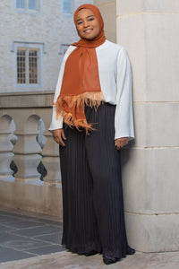 Najah Pleated Chiffon Palazzo Pants Black - Covered Bliss
