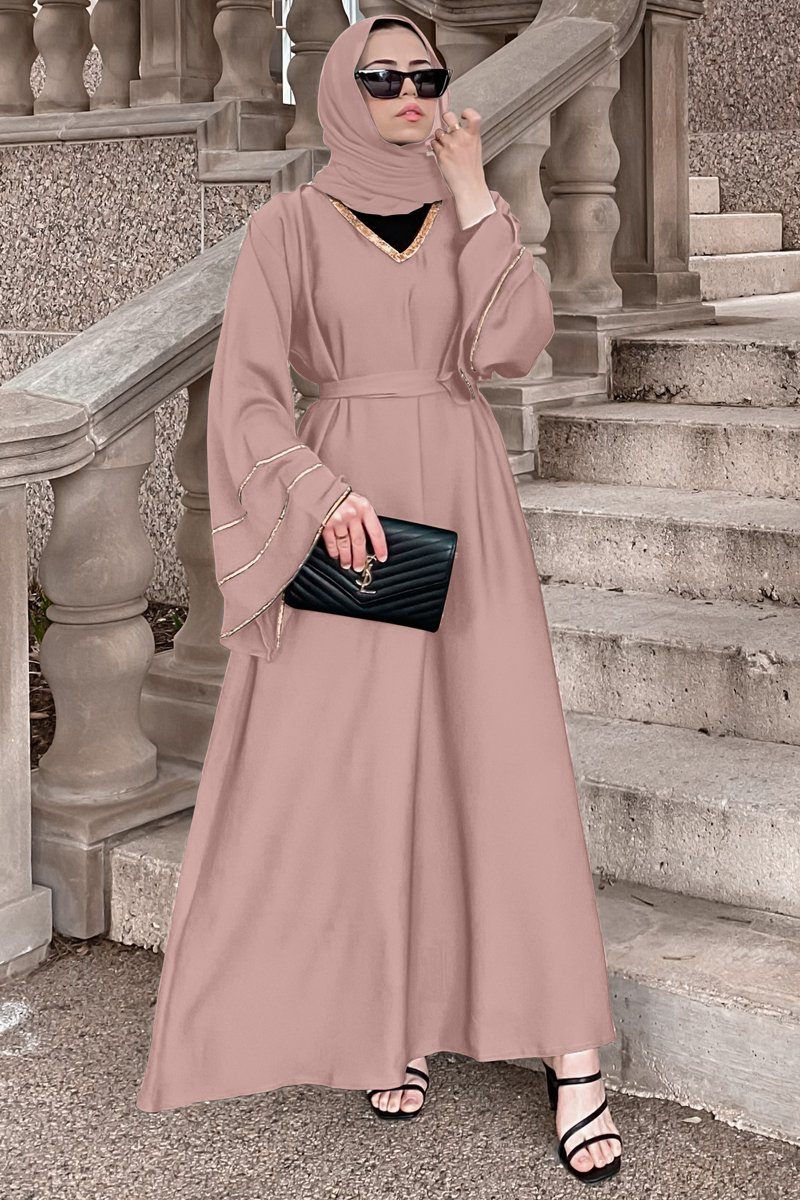 abaya fashion dress Elegant Black Moroccan Kaftan Abaya Dress with Gold Floral Embroidery Modest Islamic Fashion