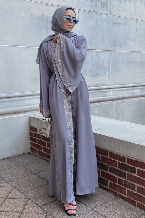 Silver abaya on sale