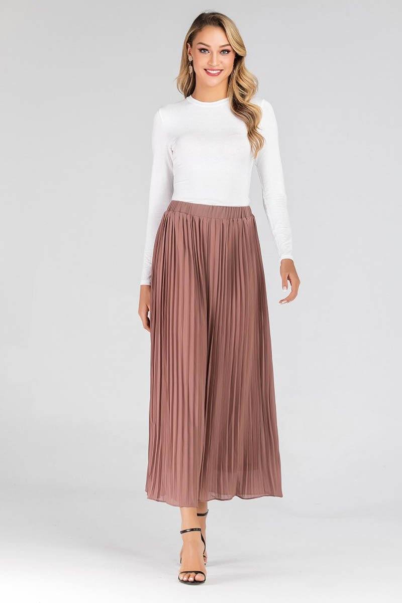 Najah Pleated Chiffon Palazzo Pants Pink - Covered Bliss