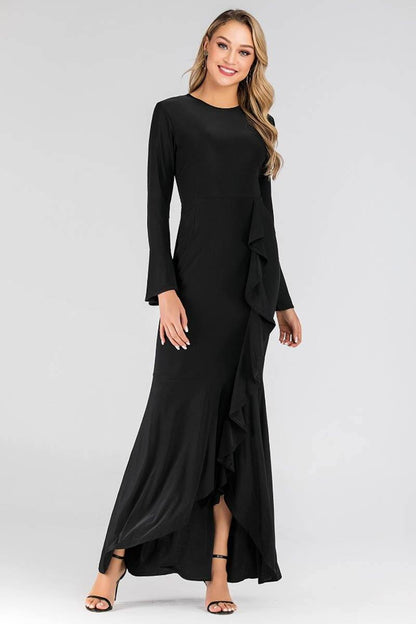 Tanya Ripple Flowy Maxi Dress Black