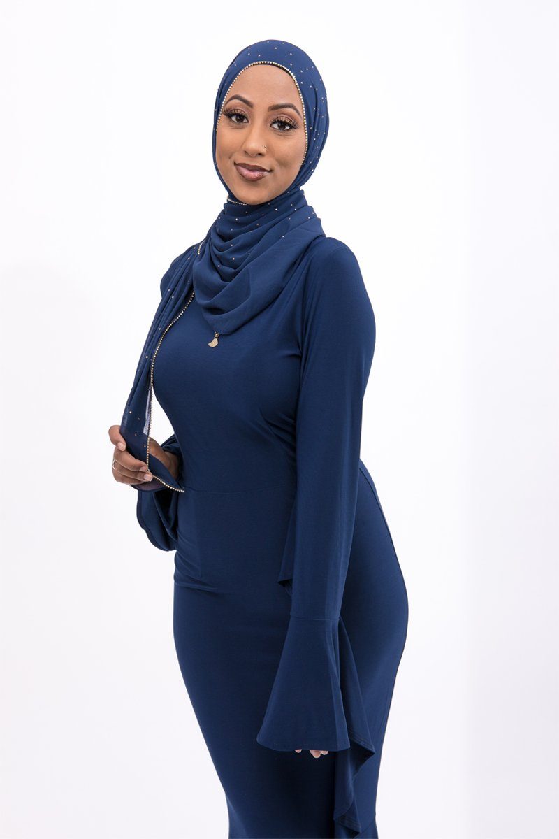 Tanya Ripple Flowy Maxi Dress Navy Blue M / Navy Tanya Ripple Flowy Maxi Dress Navy Blue M / Navy