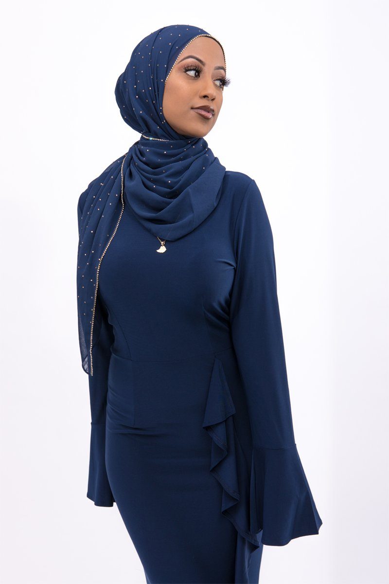 Tanya Ripple Flowy Maxi Dress Navy Blue M / Navy Tanya Ripple Flowy Maxi Dress Navy Blue M / Navy